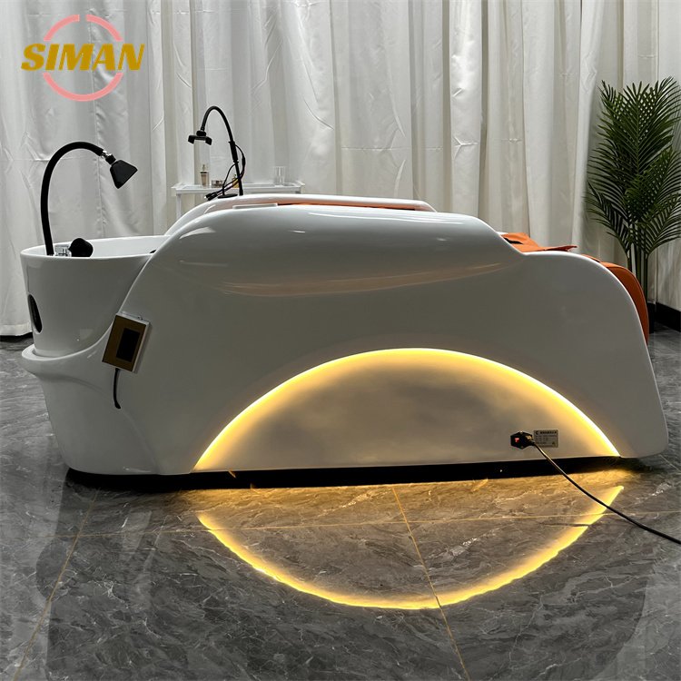 Siman Ingenious Design Lay Down Luxury Hair Washing Massage Chair Shampoo Bed Automatic Leg Lifting High Quality for Salon