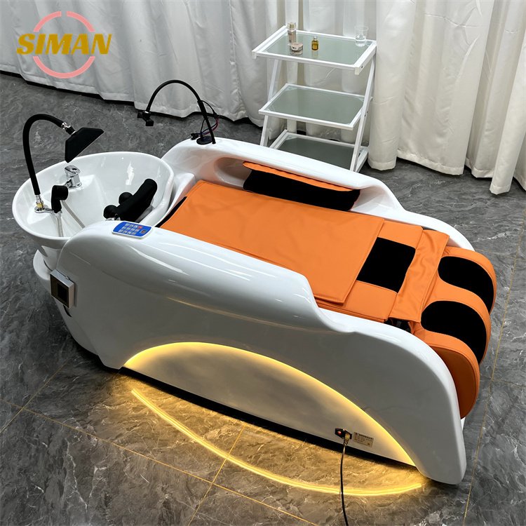 Siman Ingenious Design Lay Down Luxury Hair Washing Massage Chair Shampoo Bed Automatic Leg Lifting High Quality for Salon