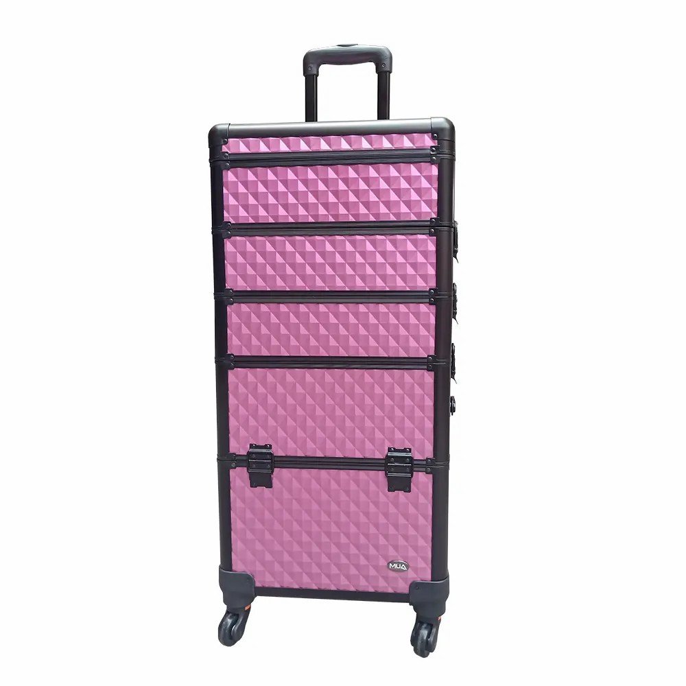 Cosmetic Case Trolley 4-in-1 Make Up Case Large Cosmetic Trolley Vanity Case with Wheels Aluminium Beauty Hairdressing Suitcase