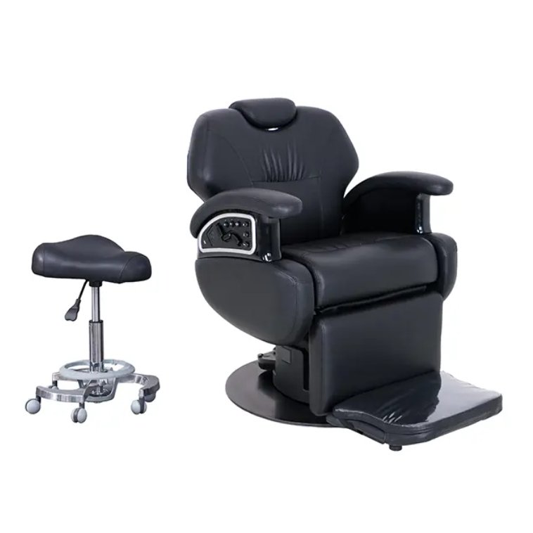Deluxe High-quality Electric Black Barber Chair Beauty Salon Furniture Hairdresser's Chair Men's Chair