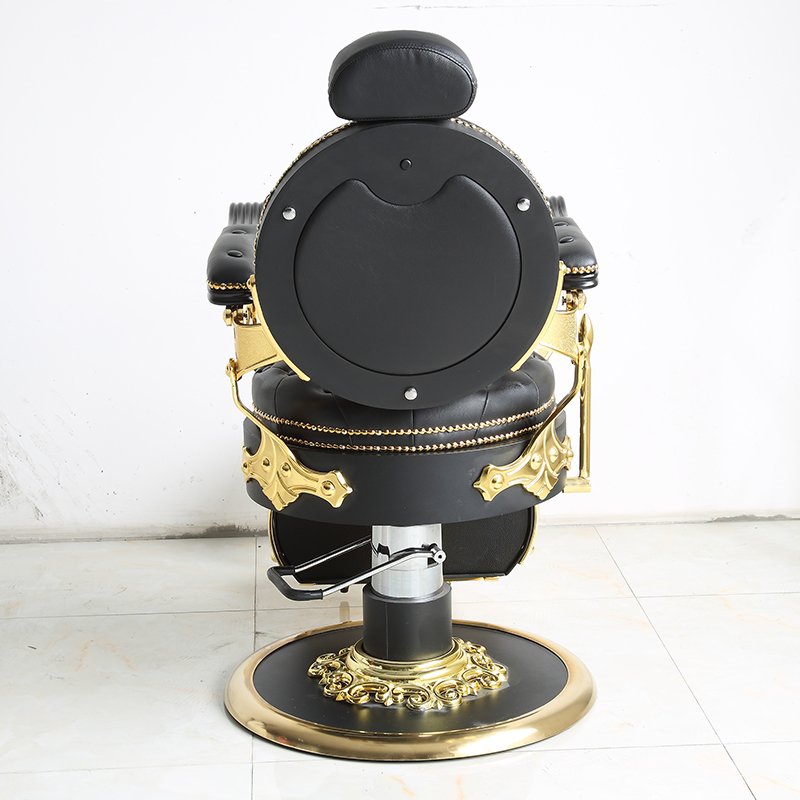 Classic Style Black Gold Beauty Hair Salon Chair Retro Leather Barbershop Barber Chair