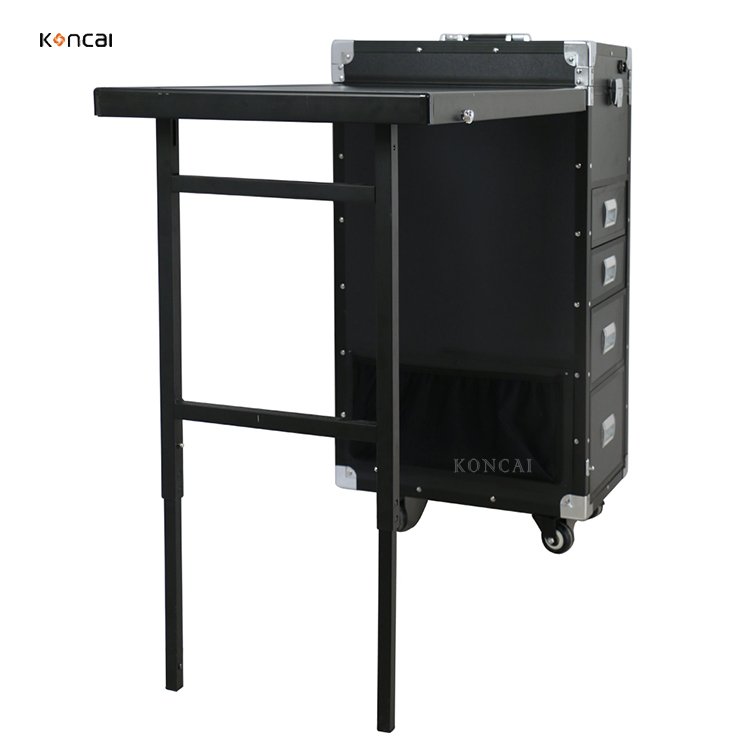 Koncai Nail Salon Equipment With Desk Drawers Rolling Cosmetic Trolley Case Makeup Station Polish Organizer Nail Table Manicure
