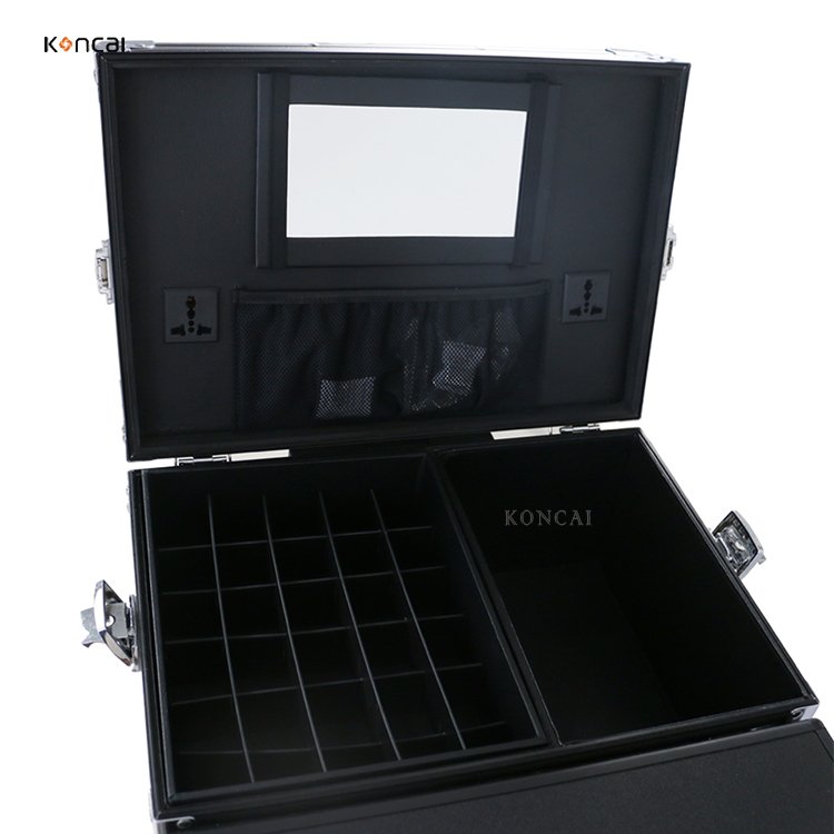 Koncai Nail Salon Equipment With Desk Drawers Rolling Cosmetic Trolley Case Makeup Station Polish Organizer Nail Table Manicure