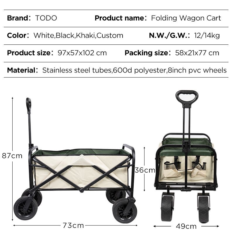 LYC-18 Outdoor Garden Park Picnic Beach Foldable Portable Hand Push Folding Wagon Folding Trolley