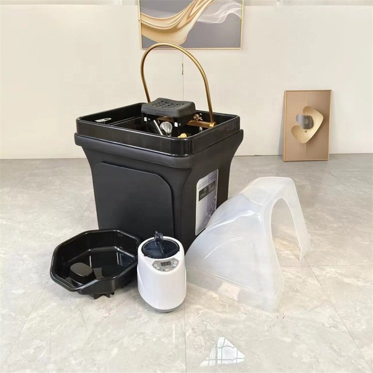 Siman portable shampoo sink with water tank with water circulation and steamer spa head therapy salon hair washing chair