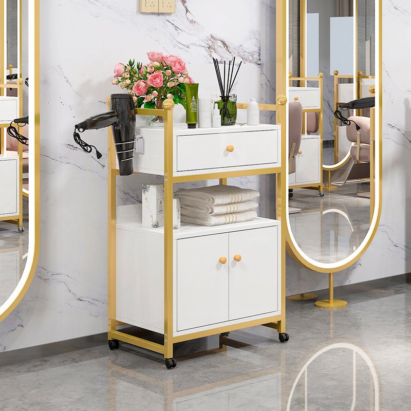 High Quality Mobile Portable Salon Trolley Cart Professional Factory Wholesale Modern Design Metal Barber Shop Hair Station