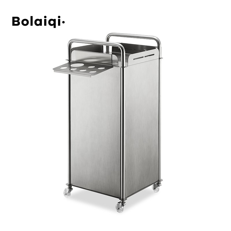 BOLAIQI beauty salon hairdressing cart tools storage metal cabinet silver working trolley stainless steel trolley