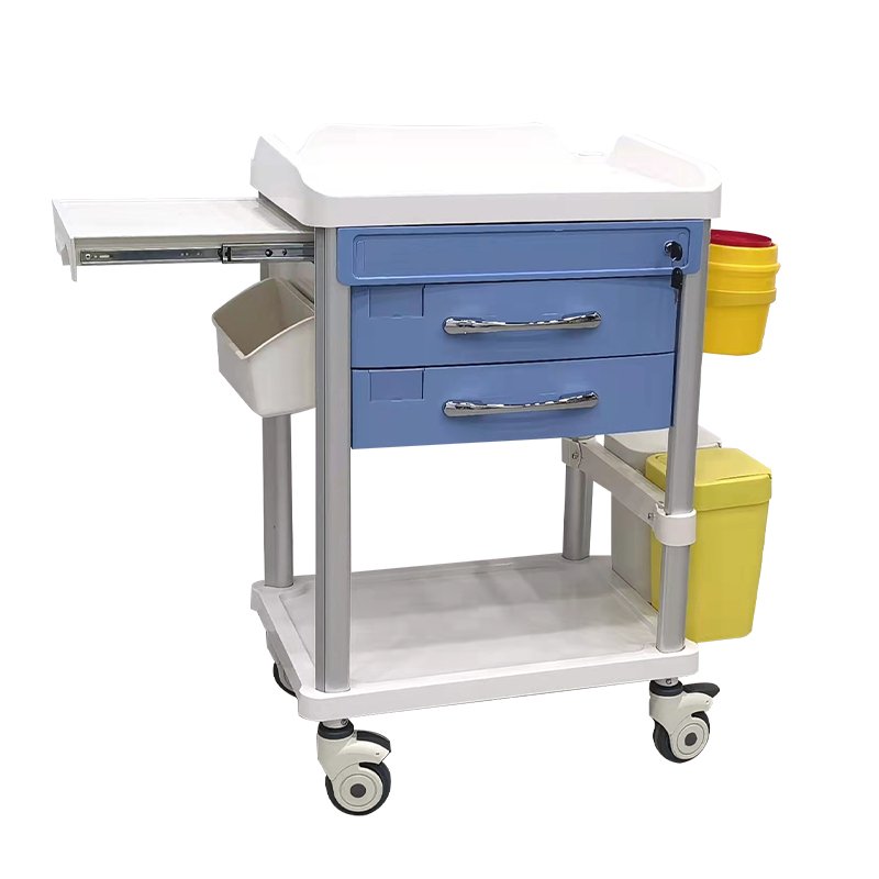 High Quality Medical Hospital ABS Emergency Medical Trolley Hospital Usage Medicine Trolley Cart