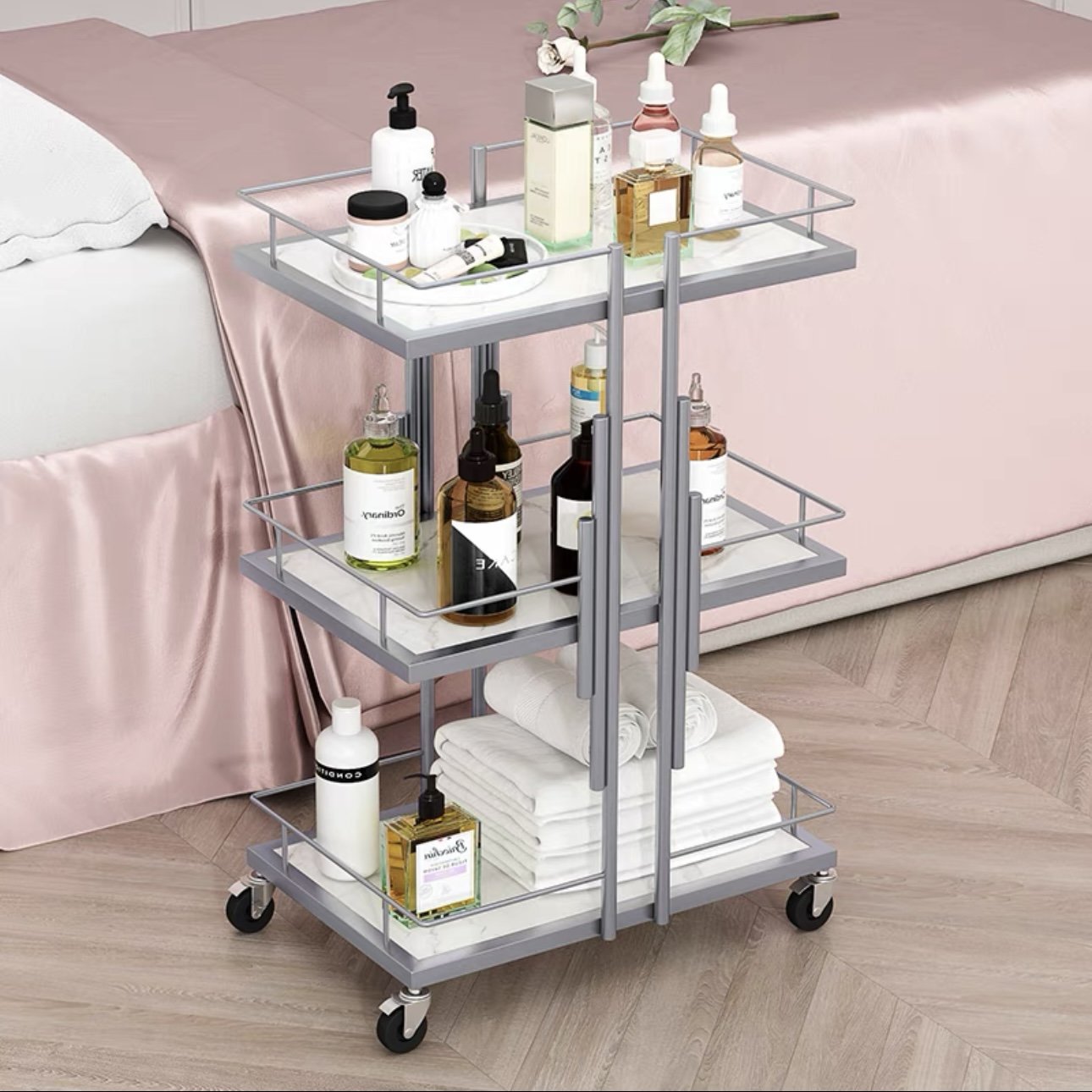 Salon Station Beautician Assistant Trolley Esthetician Cart With Wheels For Hairdressing Barbershop