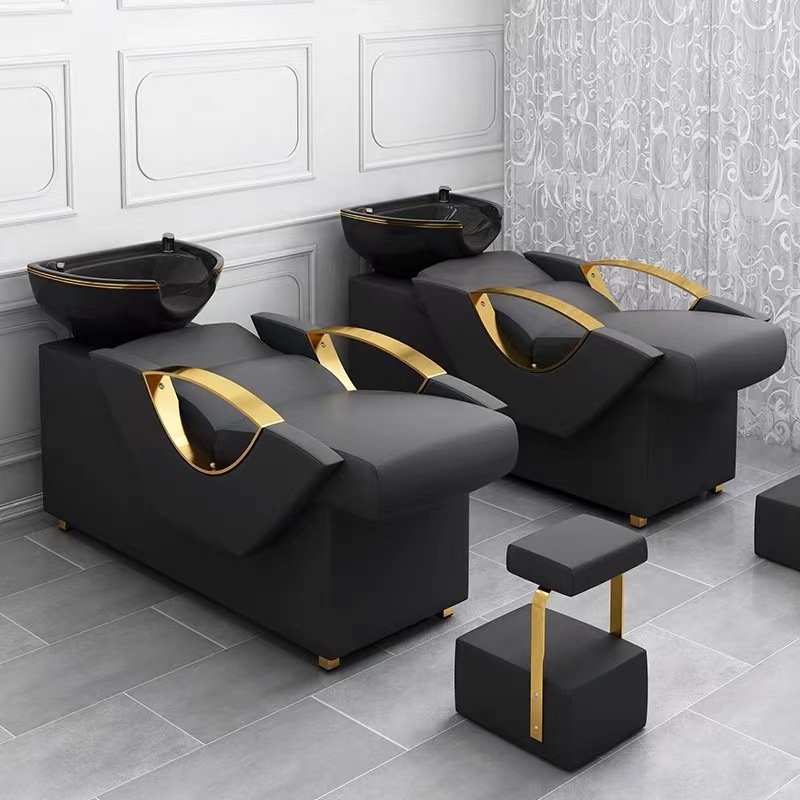 Beauty Hair Salon Shampoo Bed Ceramic Wash Basin Shampoo Beds Barber Shop Furniture Shampoo Chair Bed