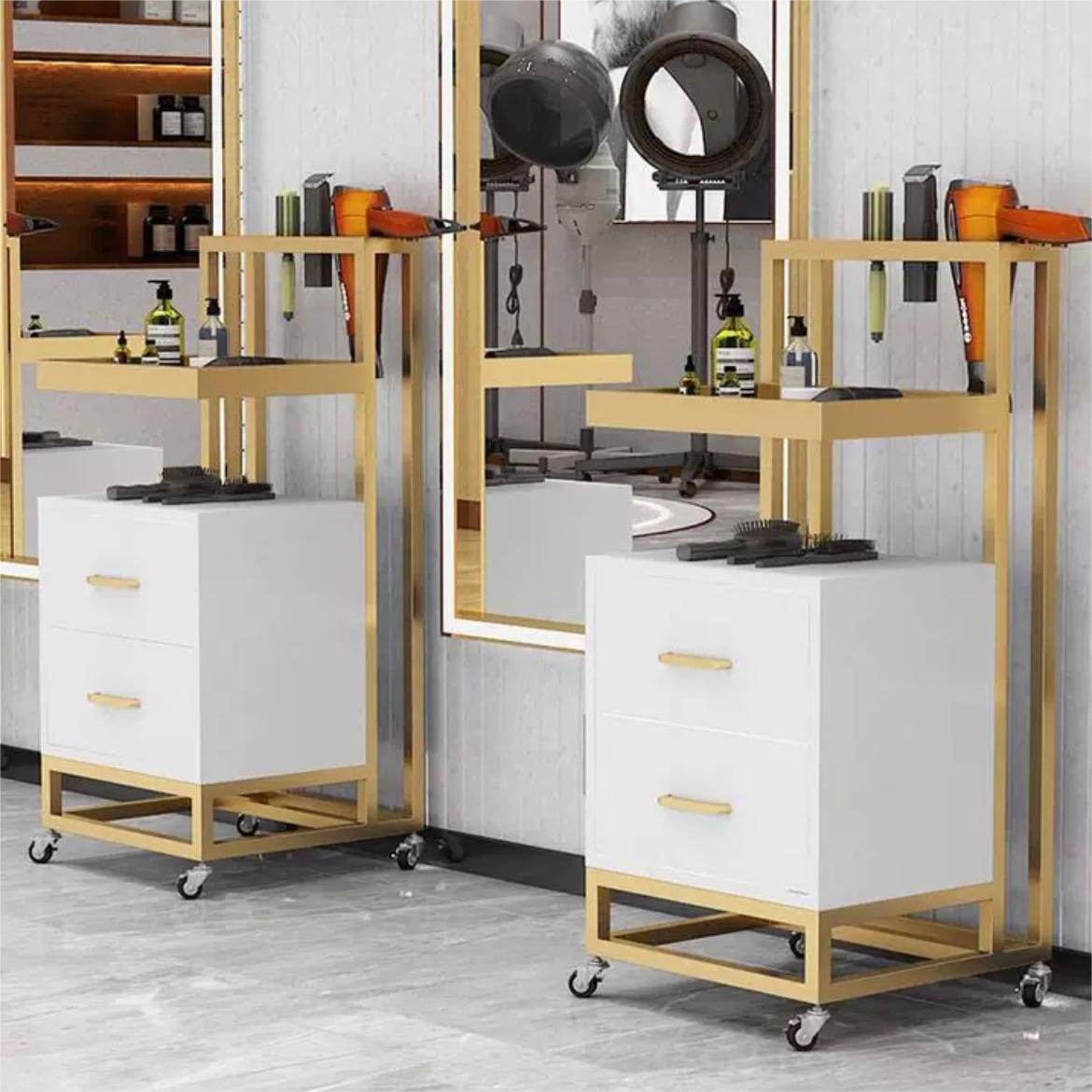 New Style Modern Frame Hair layer cart With Dryer Holders Metal Beauty Salon Trolley For Sale