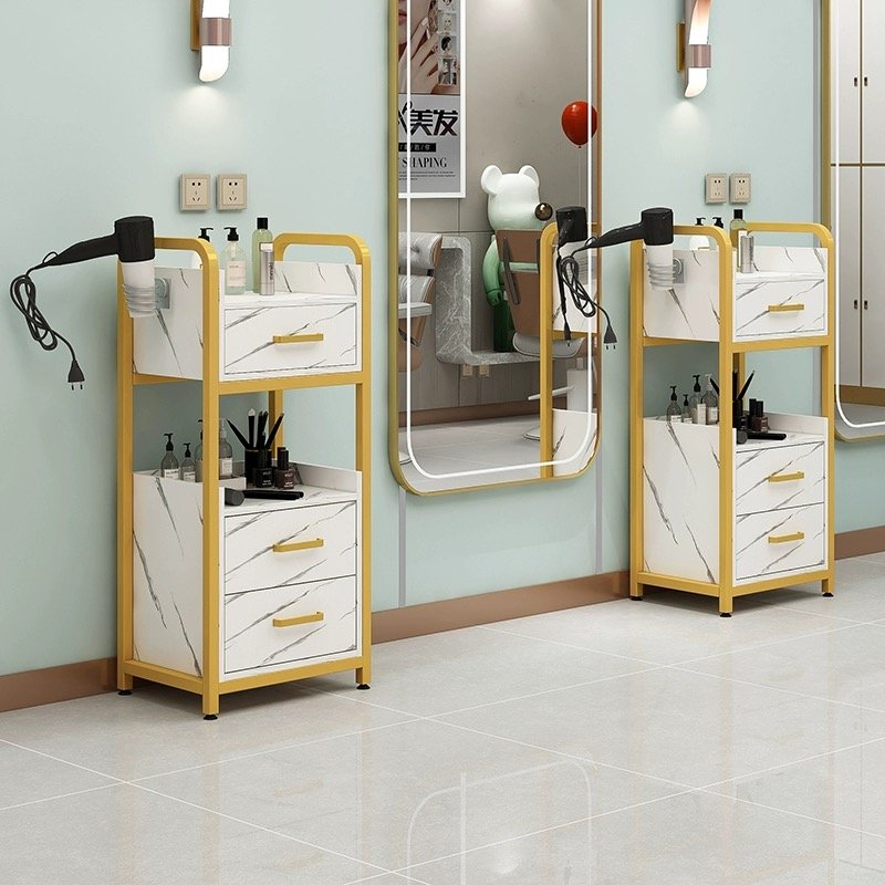 New Style Modern Frame Hair layer cart With Dryer Holders Metal Beauty Salon Trolley For Sale