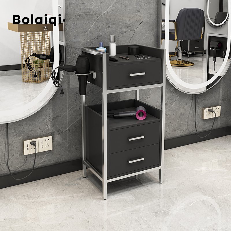 BOLAIQI modern white salon trolley gold metal beauty salon drawers trolley white salon tools cabinet