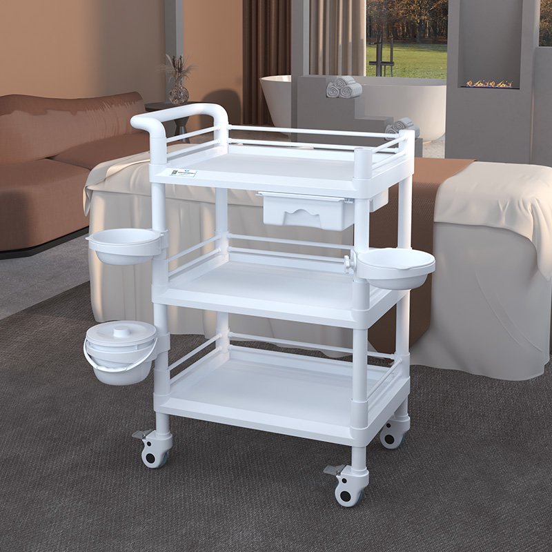 High quality ABS3 level beauty salon Spa beauty trolley professional with universal wheel spa bowl trolley factory wholesale