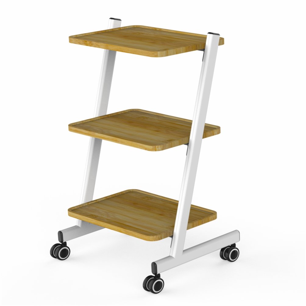 Spa Cart with 3 tier Bamboo ShelvesHeavy Duty Metal Frame for beauty salon spa