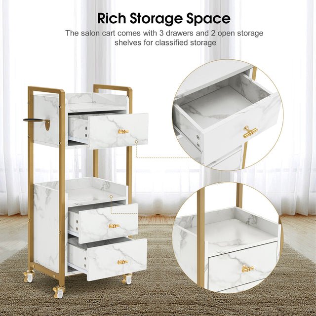 DM-White hair salon trolley cart manufacturer beauty tool cart storage with wheels lockable