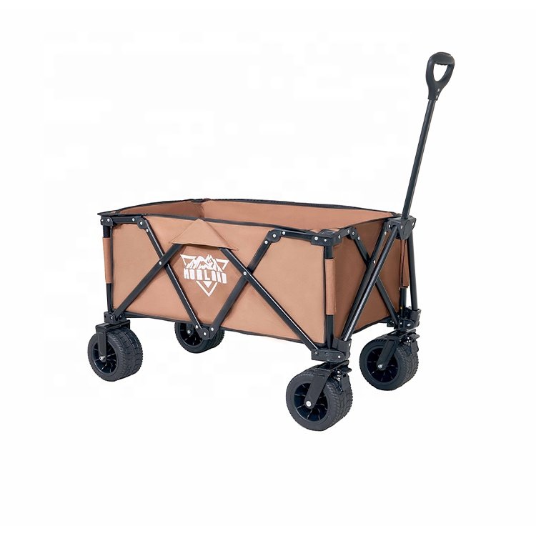 Brown Heavy Duty Folding Trolley Cart Detachable Wide Wheels With Brakes