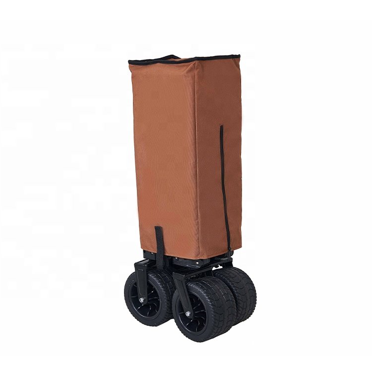 Brown Heavy Duty Folding Trolley Cart Detachable Wide Wheels With Brakes