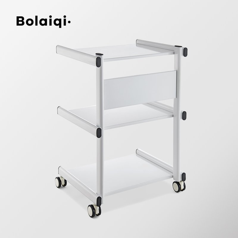 BOLAIQI Mobile White Metal Pedicure SPA Beauty Machine Working Cart Beauty Salon Trolley
