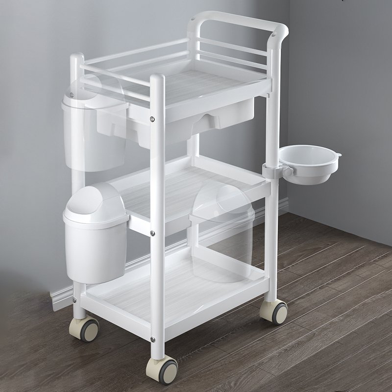 Hot Selling Custom High Quality New Design White Acrylic Trolley Hairdressing Beauty Cart