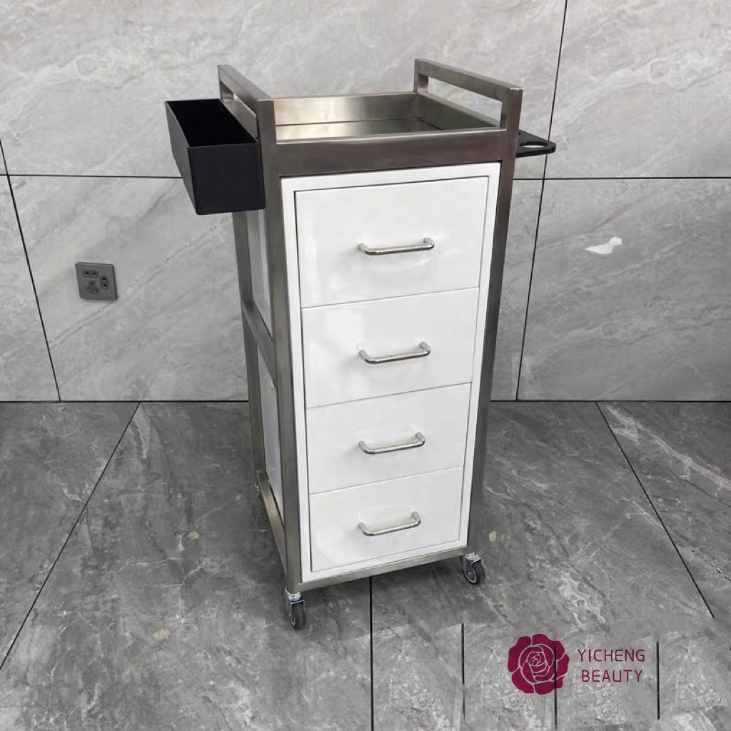Yicheng Beauty Salon Trolley Tools Hairdressing hand Cart with wheel Multi-function Manicure Cart Storage Holders