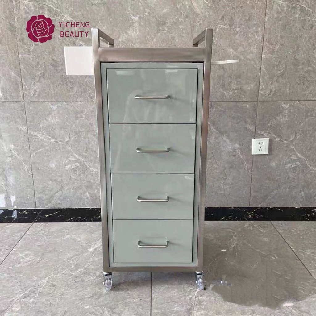 Yicheng Beauty Salon Trolley Tools Hairdressing hand Cart with wheel Multi-function Manicure Cart Storage Holders