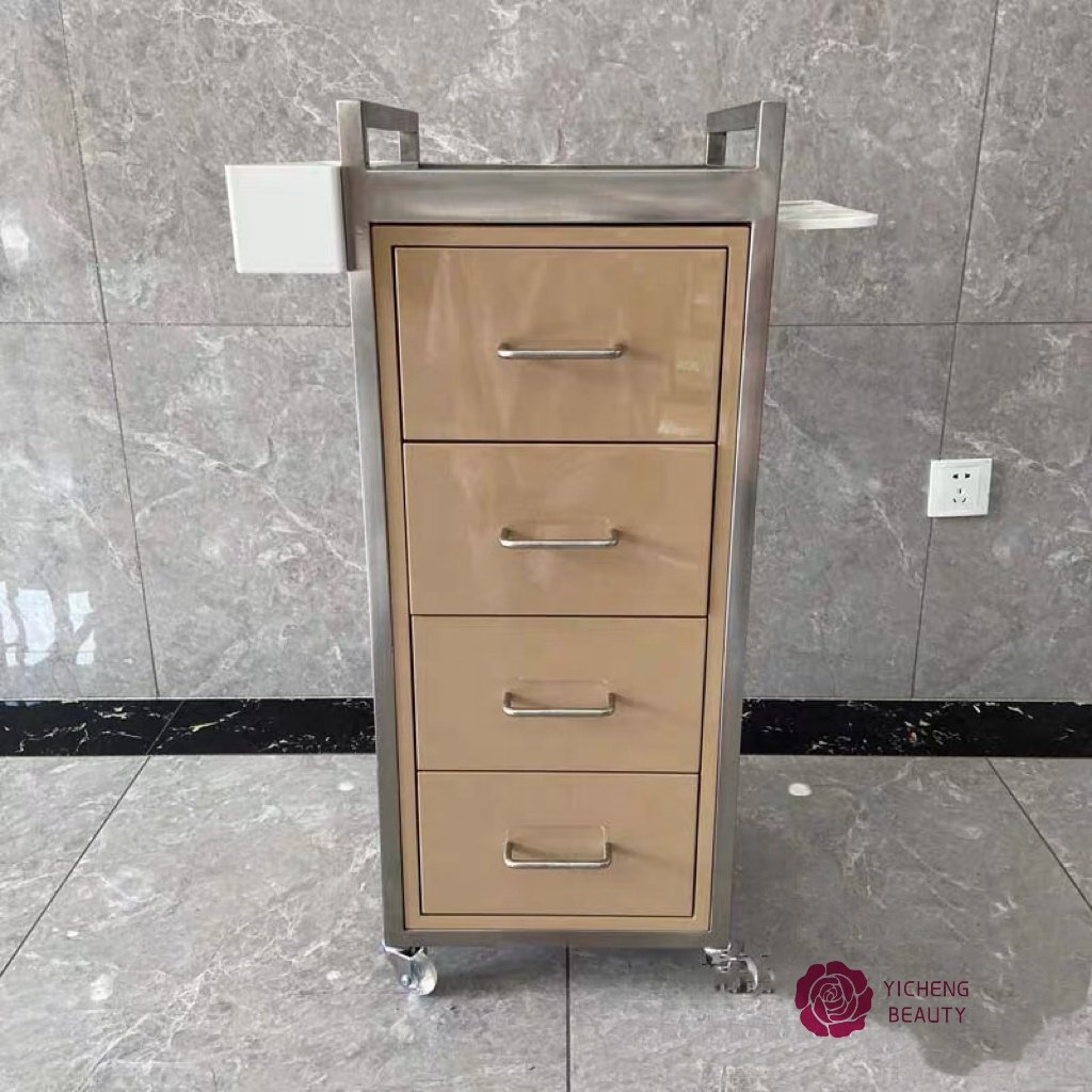 Yicheng Beauty Salon Trolley Tools Hairdressing hand Cart with wheel Multi-function Manicure Cart Storage Holders