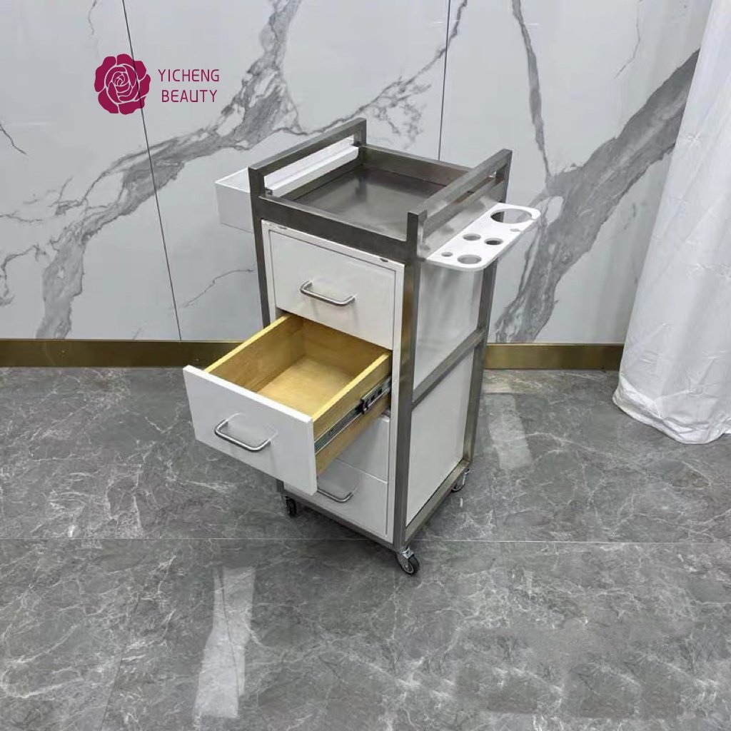 Yicheng Beauty Salon Trolley Tools Hairdressing hand Cart with wheel Multi-function Manicure Cart Storage Holders