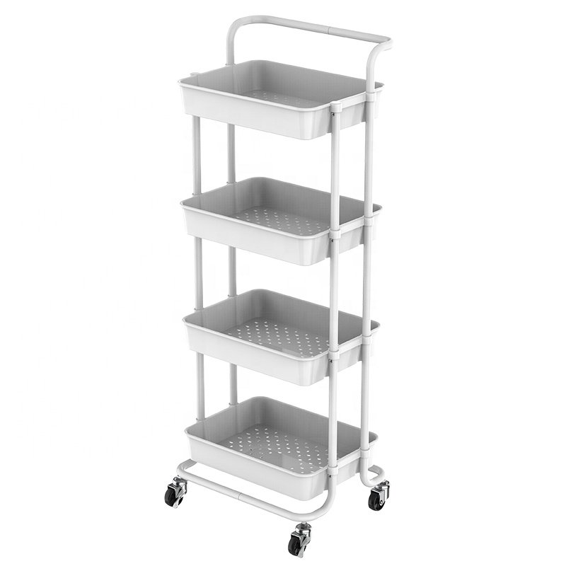 Pretty Design Four Basket Utility Trolley Cart 4 Layer Cart Serving Trolley Beauty Salon Household Trolley