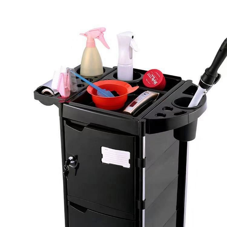 Hot Sale Black Color Hair Salon Trolley Cart with Five Drawers