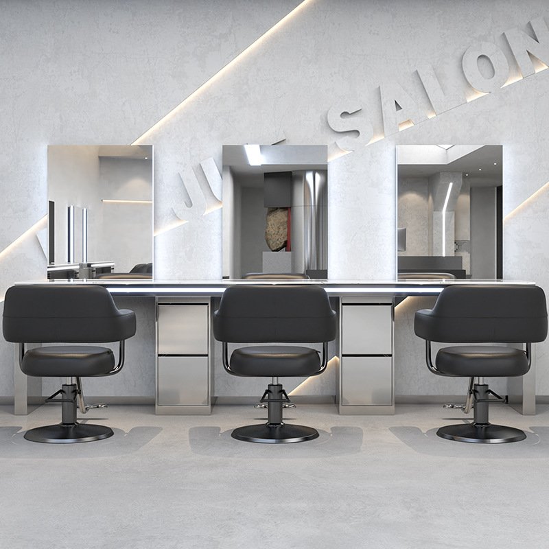 Barber Chair High-end Barbershosalon Equipmentewhite Glass Beauty Salon Furniture Modern Salon Mirror Salon Furniture Set Wood