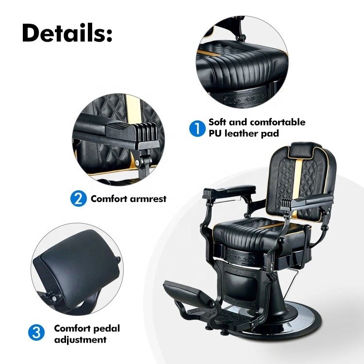 professional hairdressing chair wholesale portable Classic luxury black modern beauty salon barber chairs