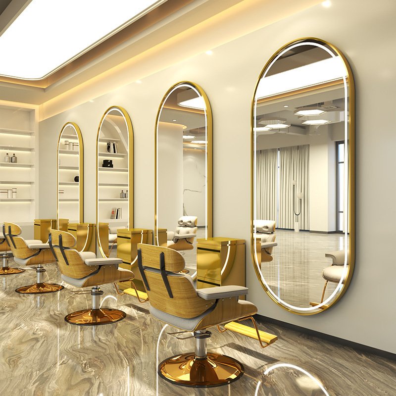 Wholesale New Design Salon Furniture Mirror Station Styling Espejo De Salon Barber Chairs Barber Stations Makeup Mirror