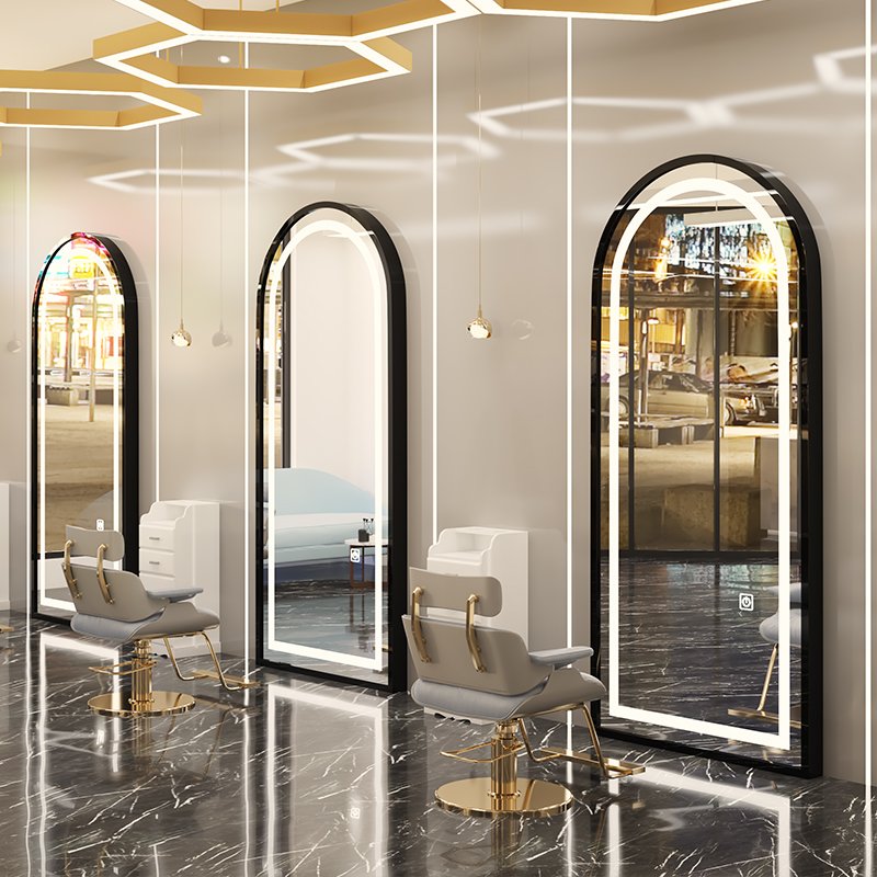 Wholesale New Design Salon Furniture Mirror Station Styling Espejo De Salon Barber Chairs Barber Stations Makeup Mirror