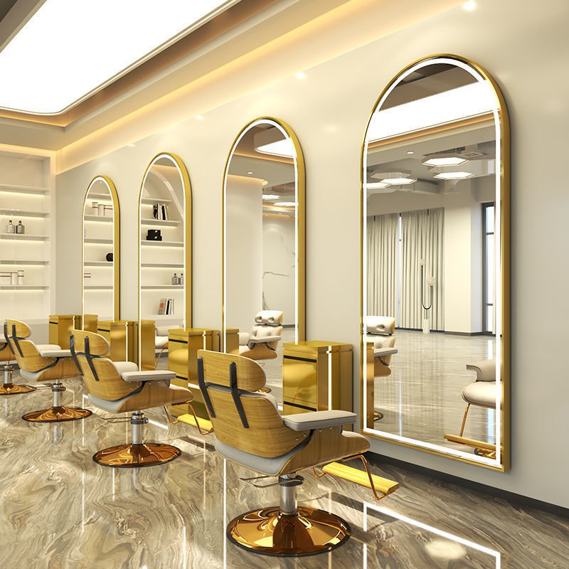 Wholesale New Design Salon Furniture Mirror Station Styling Espejo De Salon Barber Chairs Barber Stations Makeup Mirror