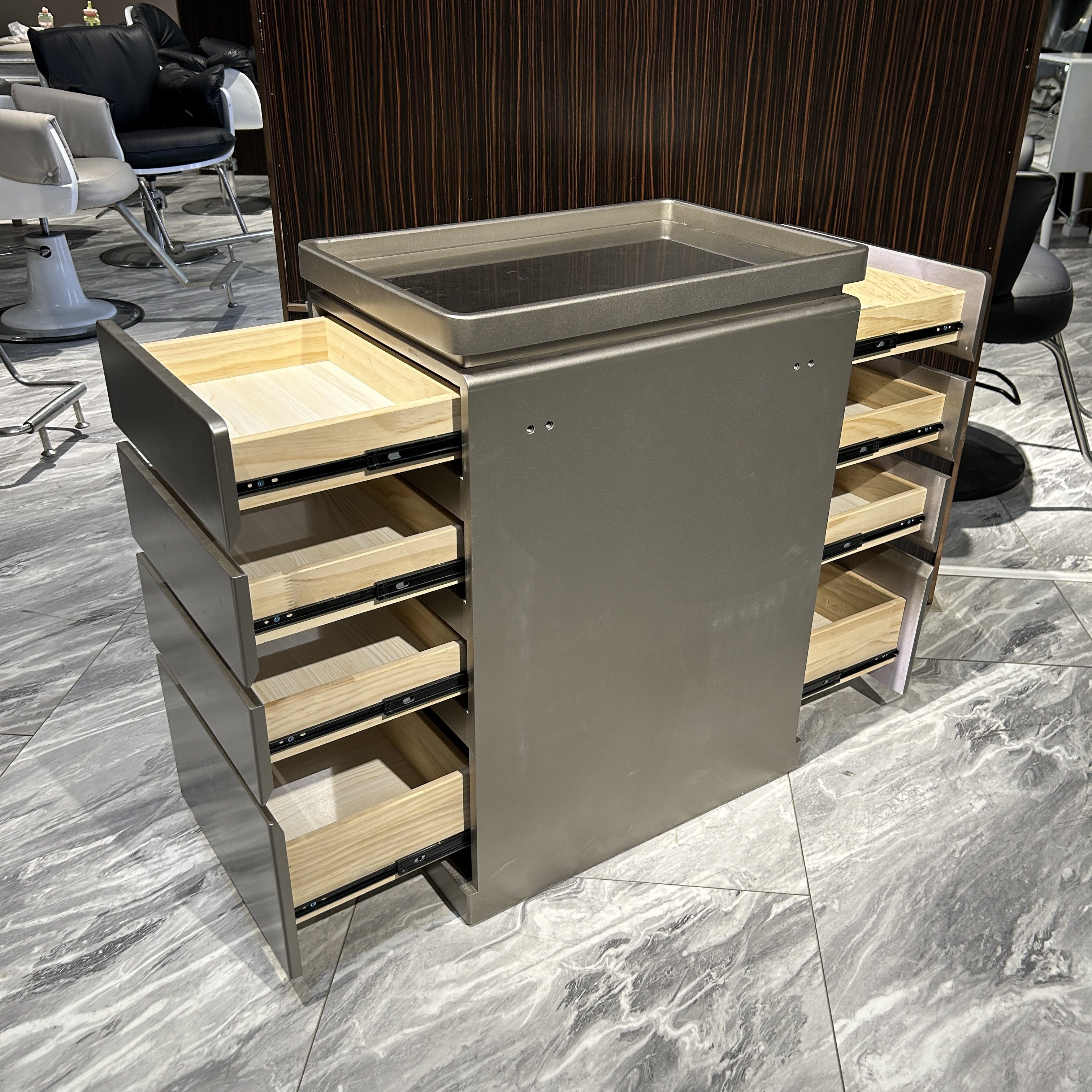 Barbershop Hair salon Station Tool cabinet Double-sided factory cabinet with barber dresser drawer