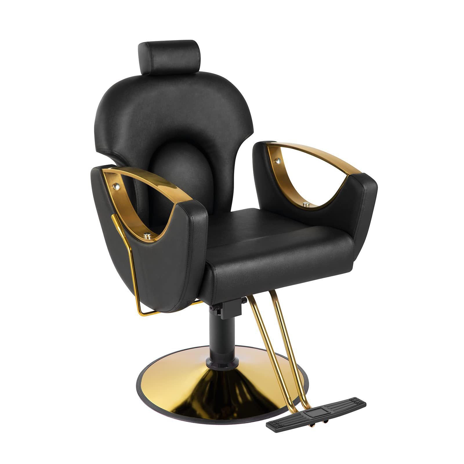Black Gold Barber Chair Heavy Duty Reclining Hair Styling Chair Professional Hydraulic Salon Chair for Barbershop