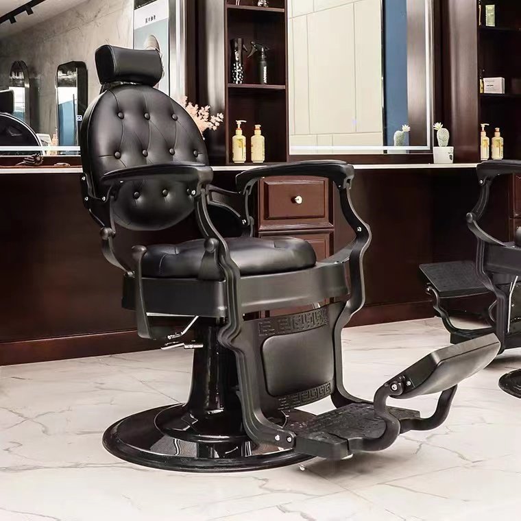 Beauty Barbershop Antique Salon Equipment Hydraulic Barber Chair Furniture Hair Saloon Chairs Metal Synthetic Leather Modern