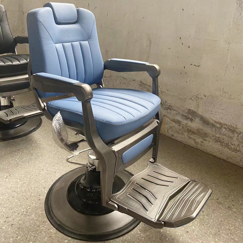 Modern beauty hair salon blue barber chair luxury adjustable rotation barbershop men's hardressing chairs