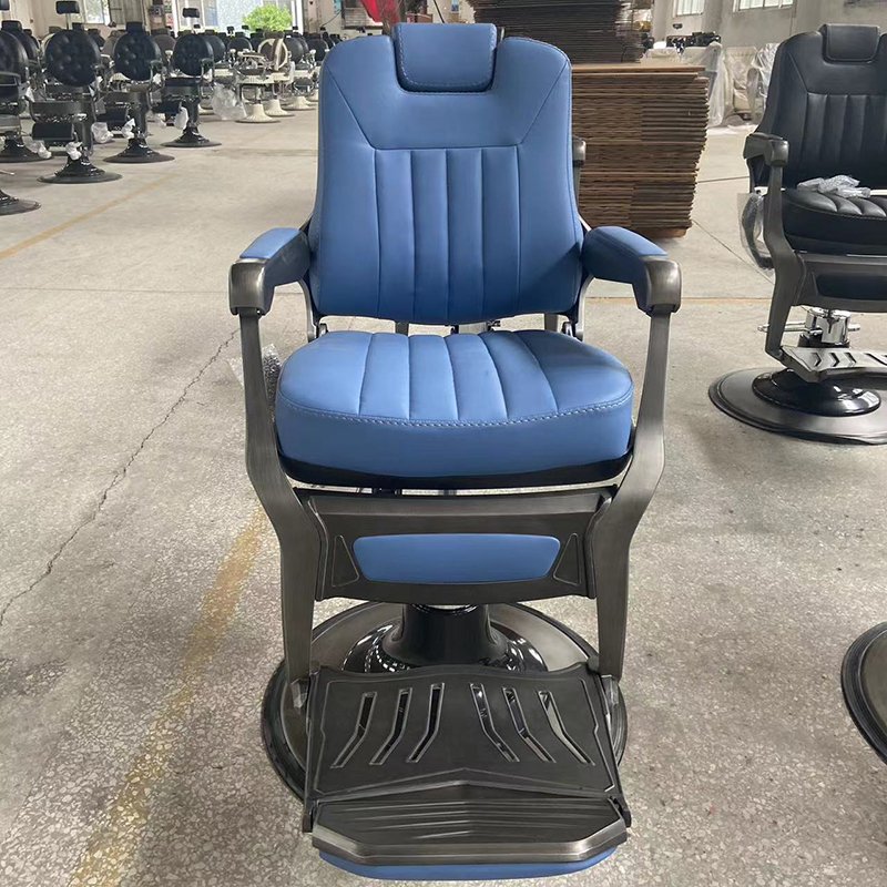 Modern beauty hair salon blue barber chair luxury adjustable rotation barbershop men's hardressing chairs