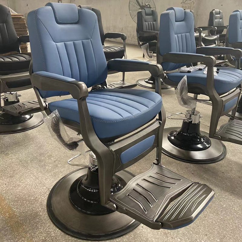 Modern beauty hair salon blue barber chair luxury adjustable rotation barbershop men's hardressing chairs