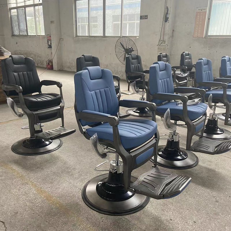 Modern beauty hair salon blue barber chair luxury adjustable rotation barbershop men's hardressing chairs