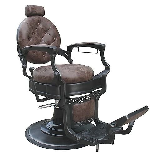 Hair Salon Equipment Round Back Black Barber Chairs Heavy Duty Great Barber Chair Design For Sale