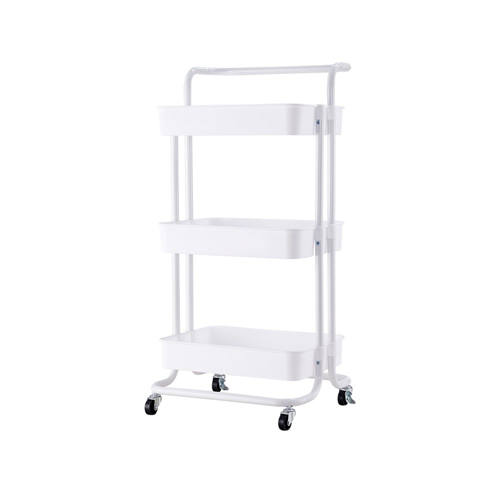 Dining Furniture Kitchen Black Salon Trolley Rack Storage Rack 3 Tier Kitchen trolley Cart with Casters Hand Push Cart