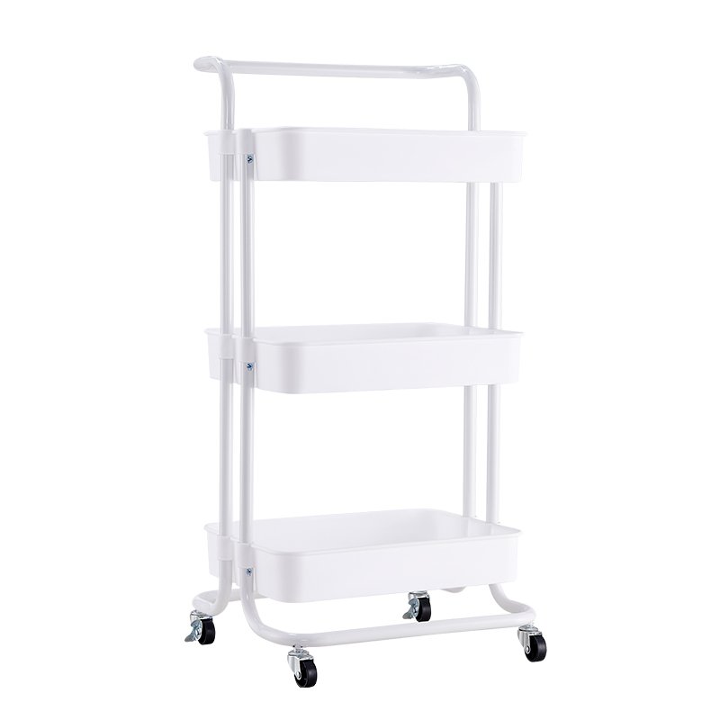 Dining Furniture Kitchen Black Salon Trolley Rack Storage Rack 3 Tier Kitchen trolley Cart with Casters Hand Push Cart