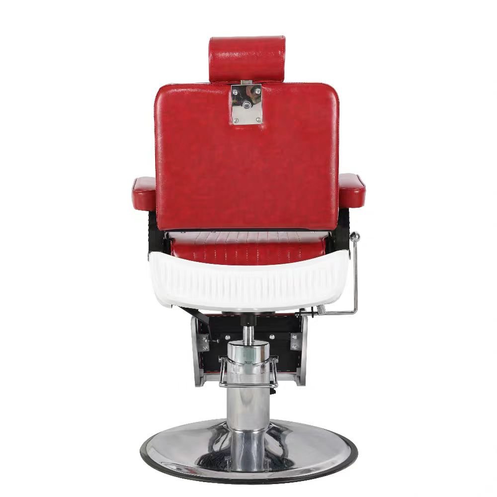 Antique Style Red Silver Barber Shop Hair Styling Chair Salon Barber Chair For Sale