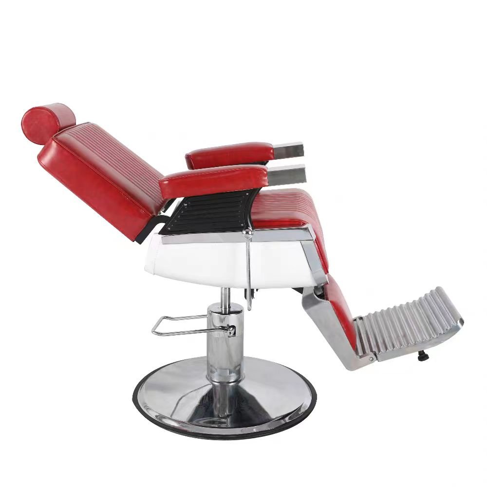 Antique Style Red Silver Barber Shop Hair Styling Chair Salon Barber Chair For Sale
