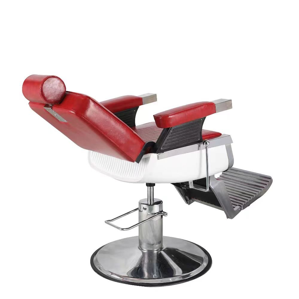 Antique Style Red Silver Barber Shop Hair Styling Chair Salon Barber Chair For Sale