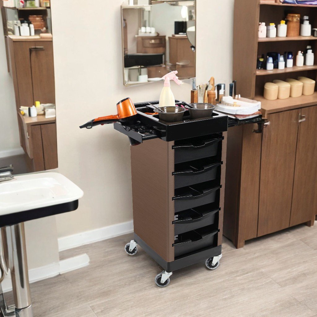 Coffee salon Cart With Wheels And Drawers For Beauty Tools