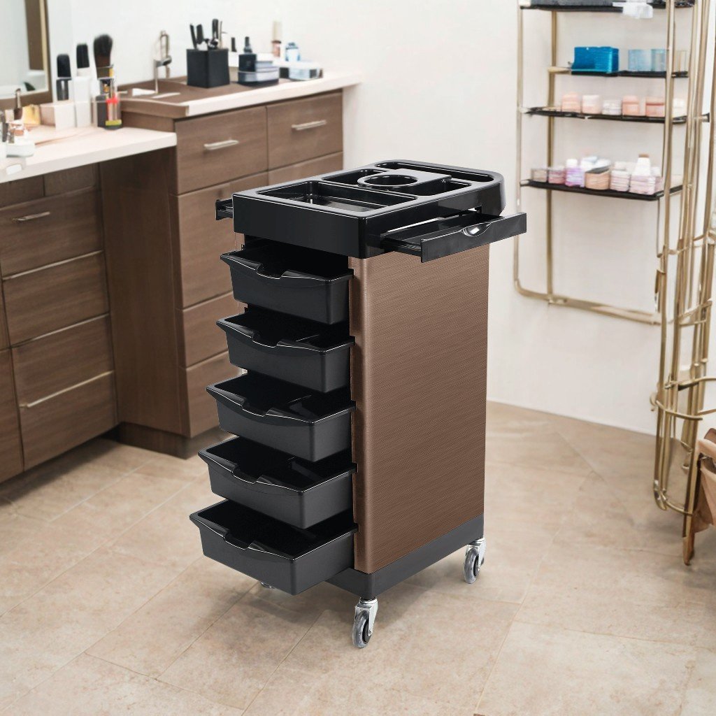 Coffee salon Cart With Wheels And Drawers For Beauty Tools